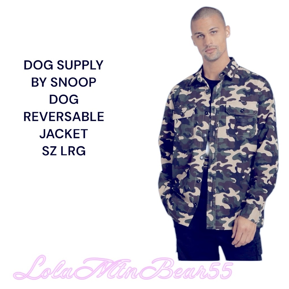 DOG SUPPLY BY SNOOP DOG REVERSIBLE JACKET UNISEX - ONE SIDE GREEN CAMO -1 TAN